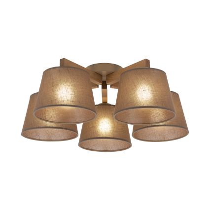 Brilagi - Virsmas montējamā griestu lampa LATTE SABIA 5xE27/60W/230V priede/brūna