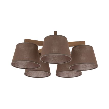 Brilagi - Virsmas montējamā griestu lampa LATTE SABIA 5xE27/60W/230V priede/brūna