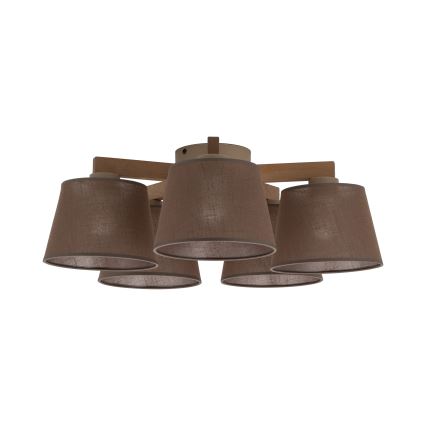 Brilagi - Virsmas montējamā griestu lampa LATTE SABIA 5xE27/60W/230V priede/brūna