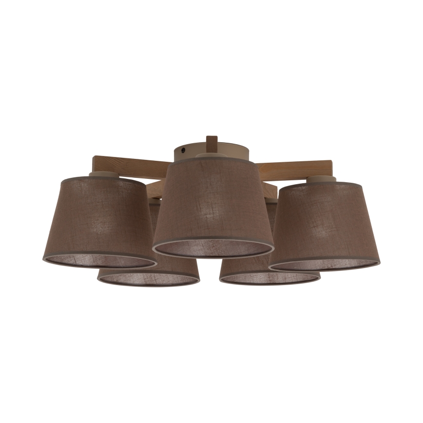 Brilagi - Virsmas montējamā griestu lampa LATTE SABIA 5xE27/60W/230V priede/brūna