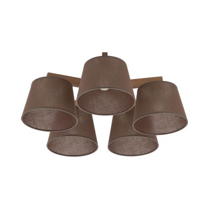 Brilagi - Virsmas montējamā griestu lampa LATTE SABIA 5xE27/60W/230V priede/brūna