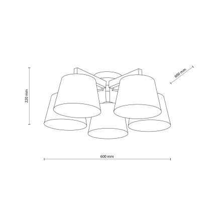 Brilagi - Virsmas montējamā griestu lampa LATTE SABIA 5xE27/60W/230V priede/brūna