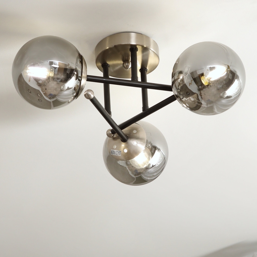 Brilagi - Virsmas montējamā griestu lampa MALIVA 3xE14/15W/230V matēts hroms/dūmakains