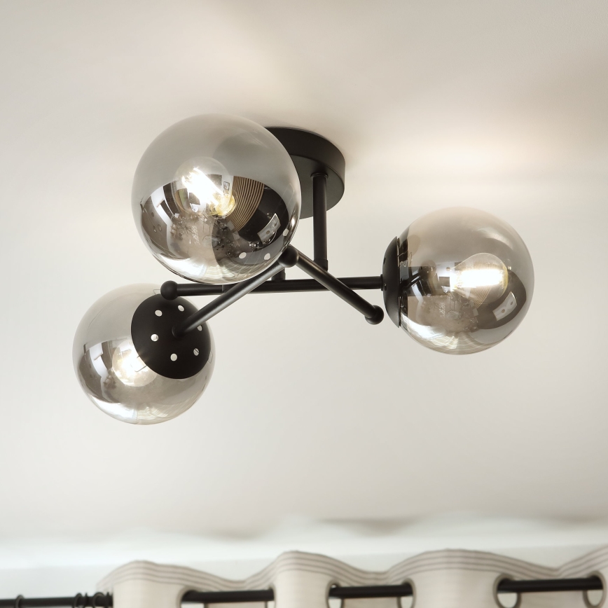 Brilagi - Virsmas montējamā griestu lampa MALIVA 3xE14/15W/230V melna/dūmakaina