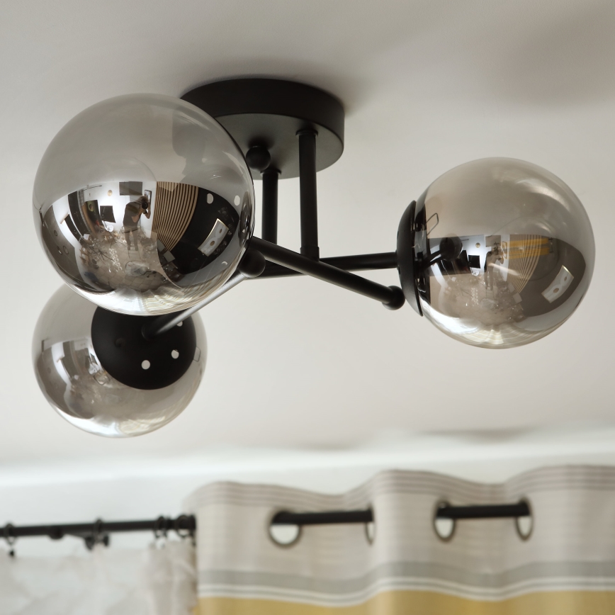 Brilagi - Virsmas montējamā griestu lampa MALIVA 3xE14/15W/230V melna/dūmakaina