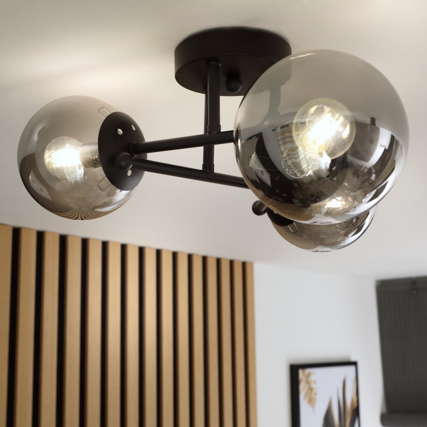 Brilagi - Virsmas montējamā griestu lampa MALIVA 3xE14/15W/230V melna/dūmakaina