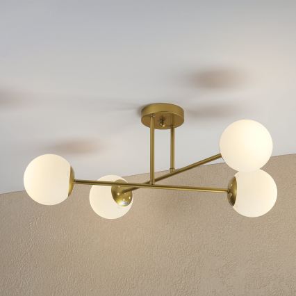 Brilagi - Virsmas montējamā griestu lampa MALIVA 4xE14/15W/230V zelta/balta