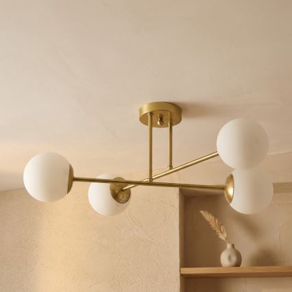 Brilagi - Virsmas montējamā griestu lampa MALIVA 4xE14/15W/230V zelta/balta