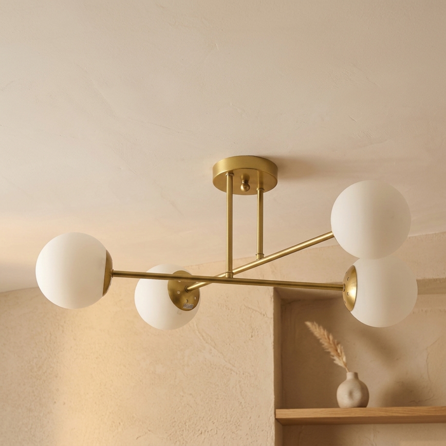 Brilagi - Virsmas montējamā griestu lampa MALIVA 4xE14/15W/230V zelta/balta