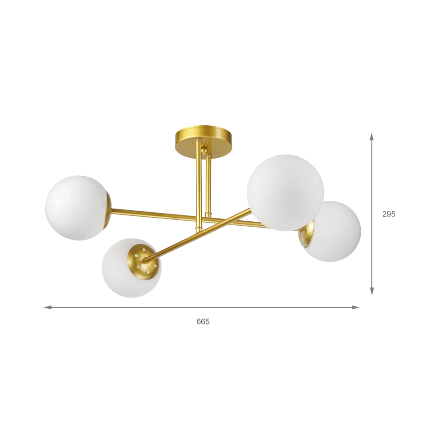 Brilagi - Virsmas montējamā griestu lampa MALIVA 4xE14/15W/230V zelta/balta