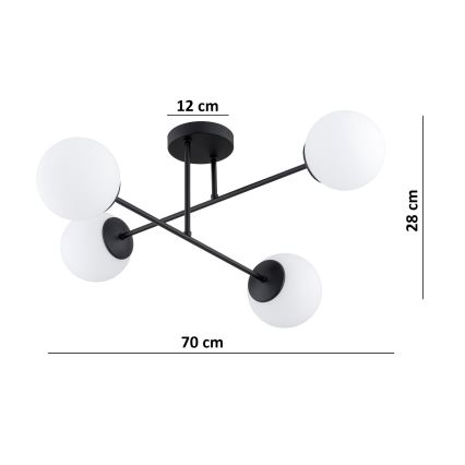 BRILAGI - Virsmas montējamā griestu lampa MILO 4xE27/60W/230V melna
