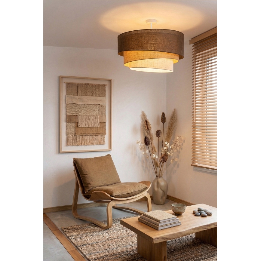 Brilagi - Virsmas montējama griestu lampa TRIO 3xE27/60W/230V Ø 60 cm brūna/bēša/balta