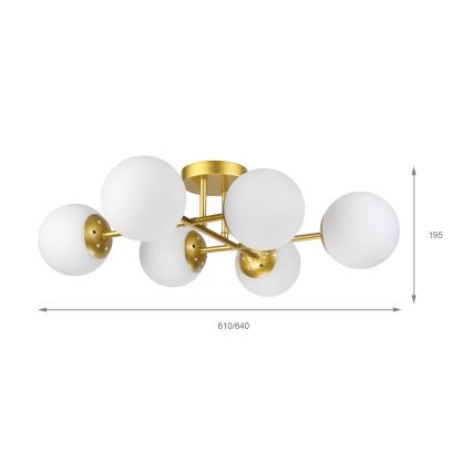Brilagi - Virsmas montējama griestu lustra MALONY 6xE14/20W/230V zelta krāsas