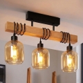 BRILAGI - virsmas montējama griestu lustra WOOD GLASS 3xE27/60W/230V priede/melna/dūmakaini brūna