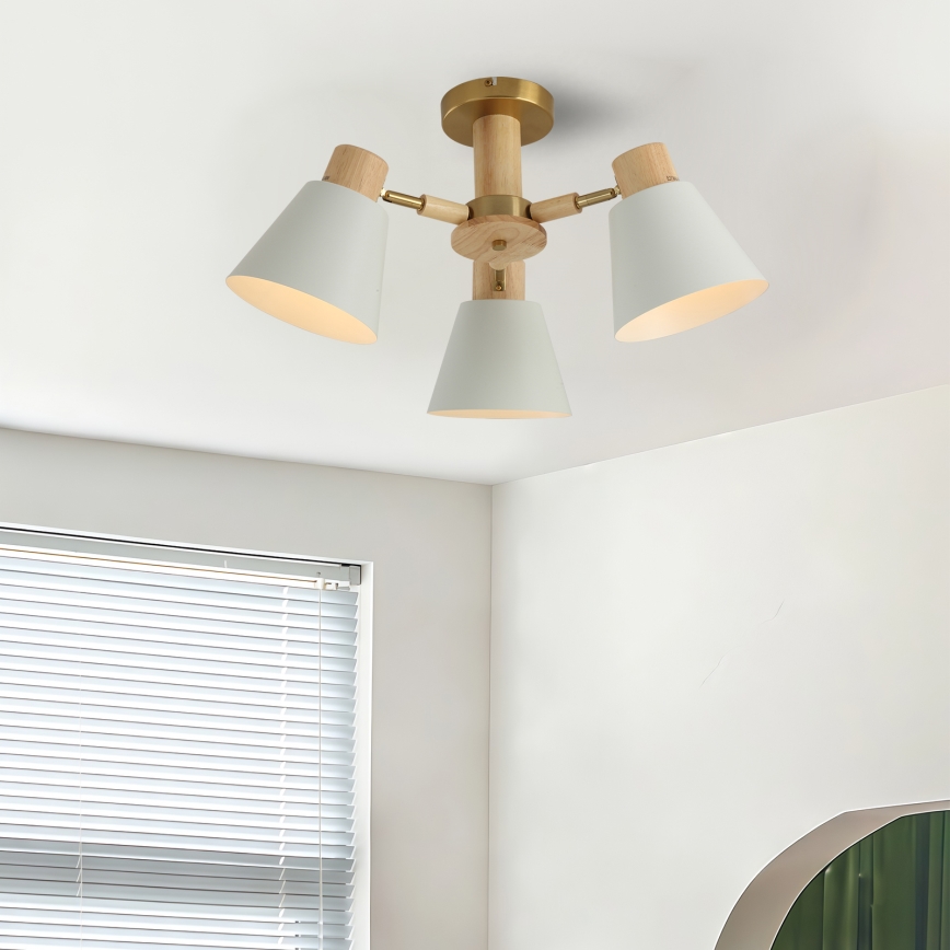 Brilagi - Virsmas montējamais griestu lustrs LUND WOOD 3xE27/40W/230V Ø 50 cm, koka