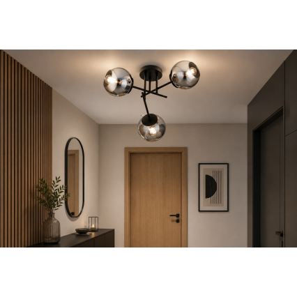 BRILAGI - Virsmas montējams griestu lustrs DIOR 3xE27/60W/230V melns/dūmakaini pelēks