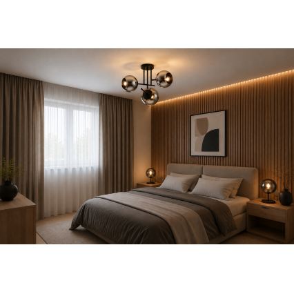 BRILAGI - Virsmas montējams griestu lustrs DIOR 3xE27/60W/230V melns/dūmakaini pelēks
