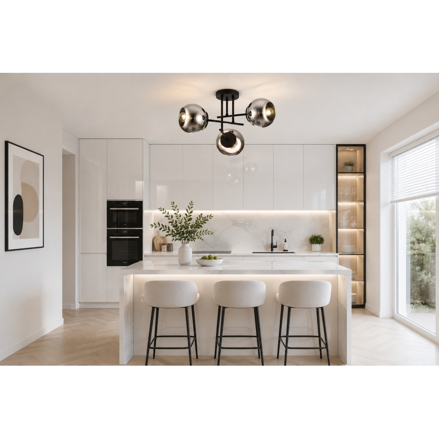 BRILAGI - Virsmas montējams griestu lustrs DIOR 3xE27/60W/230V melns/dūmakaini pelēks