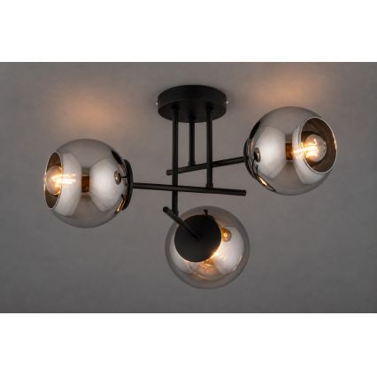 BRILAGI - Virsmas montējams griestu lustrs DIOR 3xE27/60W/230V melns/dūmakaini pelēks