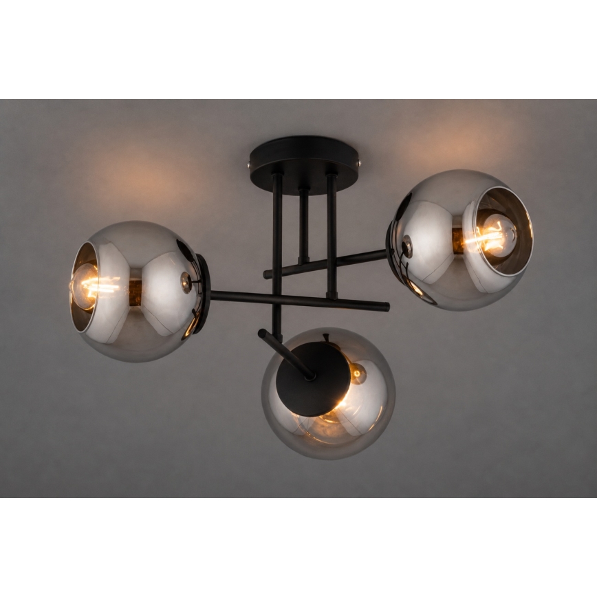 BRILAGI - Virsmas montējams griestu lustrs DIOR 3xE27/60W/230V melns/dūmakaini pelēks