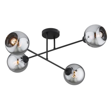 Brilagi - virsmas montējams griestu lustrs DIOR 4xE27/60W/230V, melns/dūmakaini pelēks