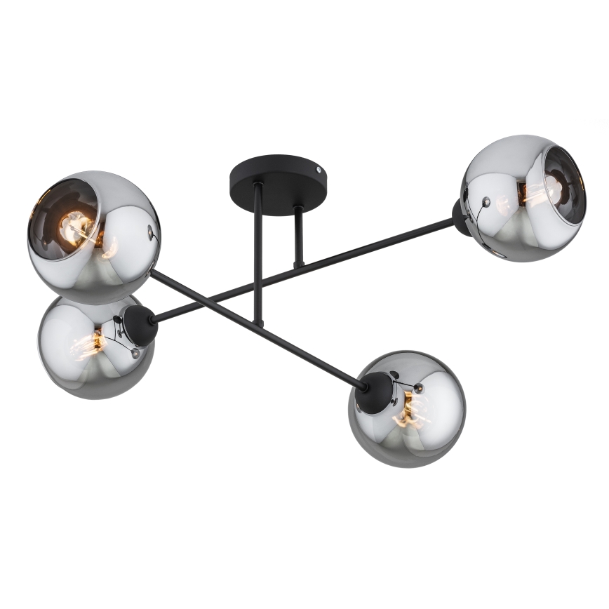 Brilagi - virsmas montējams griestu lustrs DIOR 4xE27/60W/230V, melns/dūmakaini pelēks