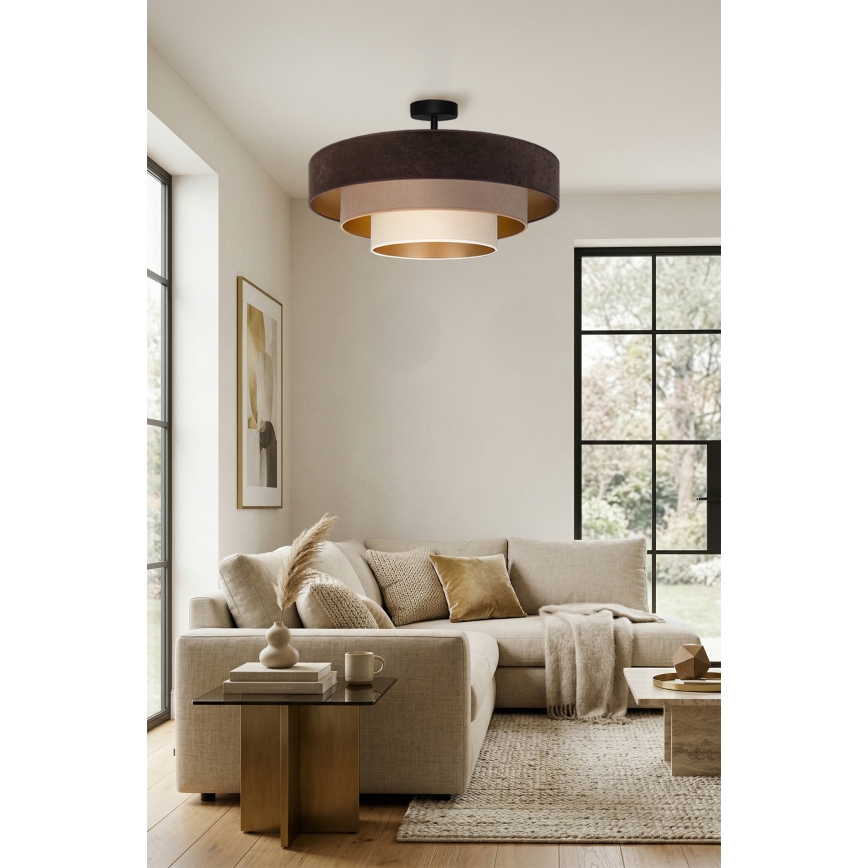 Brilagi - Virsmas montējams griestu lustrs LUNETA 3xE27/60W/230V Ø 80 cm brūns/bēšs/krēms