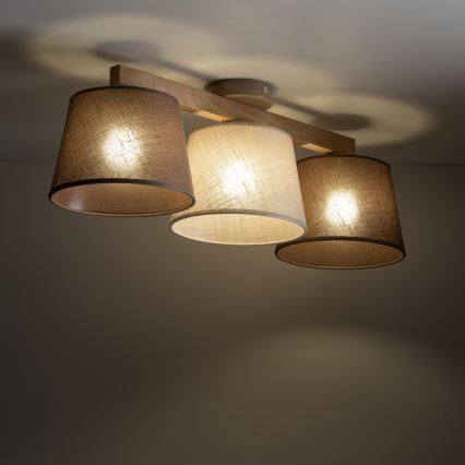 Brilagi - Virsmas montēta griestu lustra LATTE SABIA 3xE27/60W/230V priede/miks