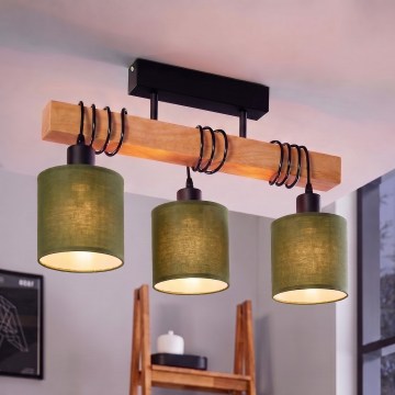 BRILAGI - Virsmas piestiprināma griestu lampa NUBILA 3xE27/60W/230V priede/zaļa