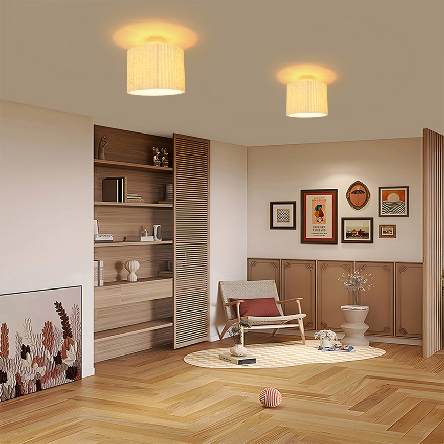 Brilagi - Virsmas piestiprināms griestu lukturis NORDIC WAVE 1xE27/15W/230V Ø 32 cm lina/balta