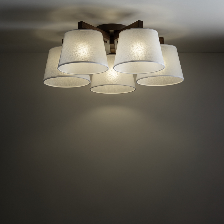 Brilagi - Virsmas piestiprināms griestu lustrs LATTE 5xE27/60W/230V priede/balta