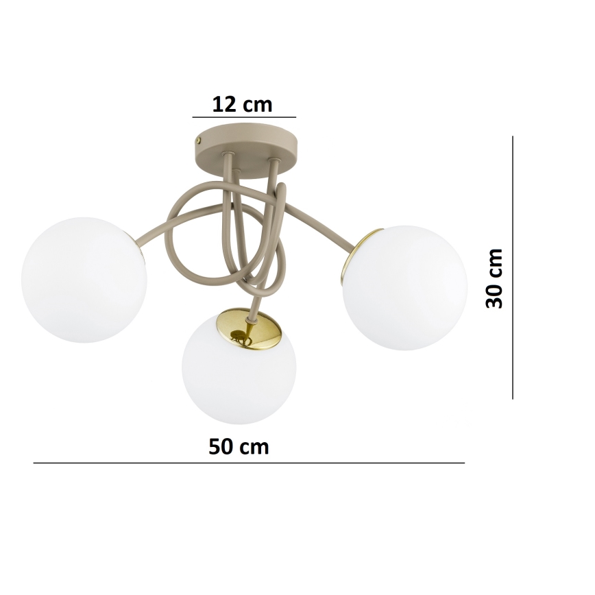 Brilagi - Virsmas piestiprināms lustrs 3xE27/60W/230V bēšs/zeltains