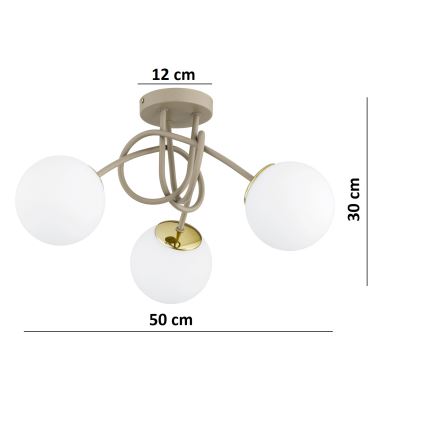 Brilagi - Virsmas piestiprināms lustrs MILO ECRU 3xE27/60W/230V bēšs/zeltains