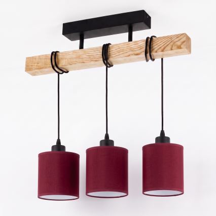 BRILAGI - virsmas stiprināma griestu lustra NUBILA 3xE27/60W/230V priede/pompejas sarkana