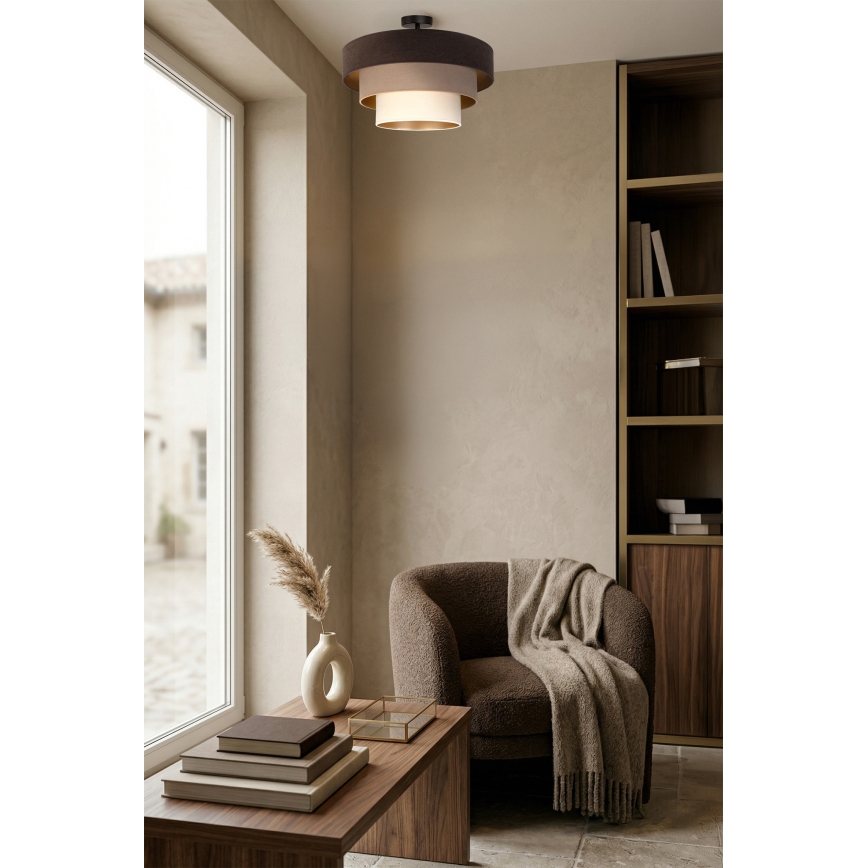 Brilagi - Virsmas stiprināms griestu lustrs LUNETA 1xE27/60W/230V Ø 40 cm brūns/bēšs/krēmkrāsains