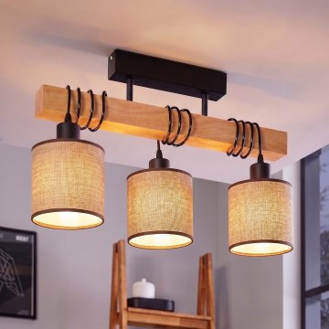 BRILAGI - Virsmas uzstādāma griestu lampa NUBILA 3xE27/60W/230V priede/brūna
