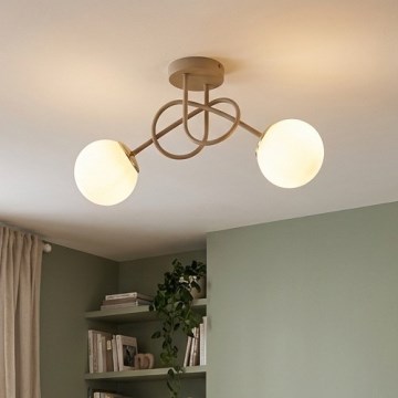 Brilagi - Virsmontējamā griestu lampa 2xE27/60W/230V bēša/zelta