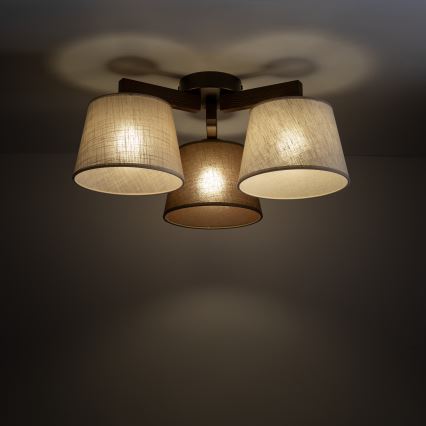 Brilagi - Virsmontējamā griestu lampa LATTE 3xE27/60W/230V priede/miks