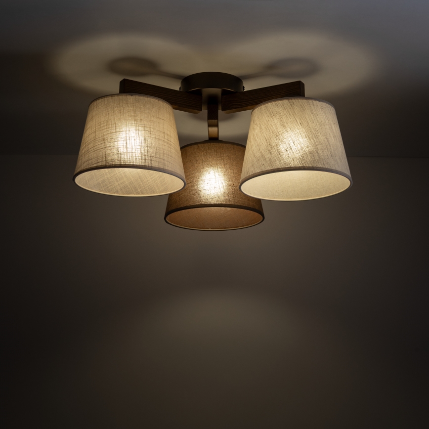 Brilagi - Virsmontējamā griestu lampa LATTE 3xE27/60W/230V priede/miks