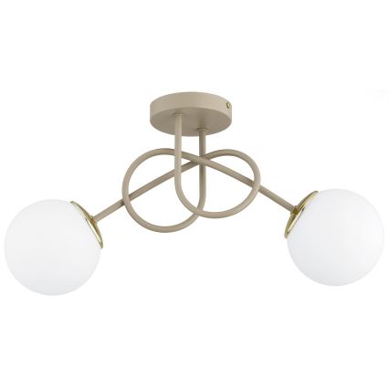 Brilagi - Virsmontējamā griestu lampa MILO ECRU 2xE27/60W/230V bēša/zelta