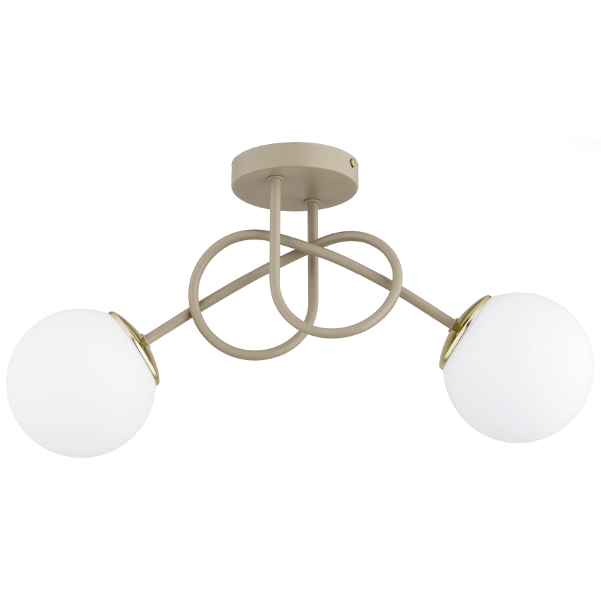 Brilagi - Virsmontējamā griestu lampa MILO ECRU 2xE27/60W/230V bēša/zelta