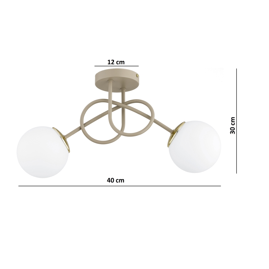 Brilagi - Virsmontējamā griestu lampa MILO ECRU 2xE27/60W/230V bēša/zelta