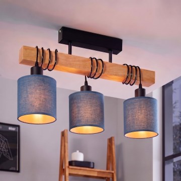 BRILAGI - Virsmontējams griestu lustrs NUBILA 3xE27/60W/230V priede/tumši zils