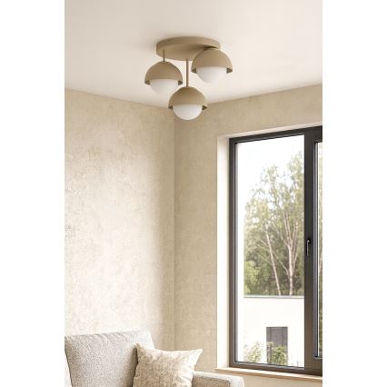 Brilagi - virsmontēta griestu lampa 3xE27/60W/230V bēša/zelta