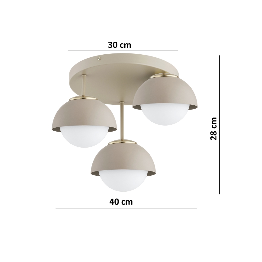 Brilagi - virsmontēta griestu lampa 3xE27/60W/230V bēša/zelta
