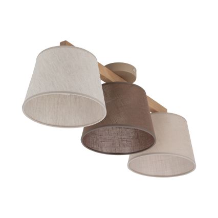 Brilagi - Virsmontēta griestu lustra LATTE 3xE27/15W/230V priede/mix