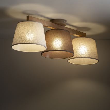 Brilagi - Virsmontēta griestu lustra LATTE 3xE27/60W/230V priede/mix