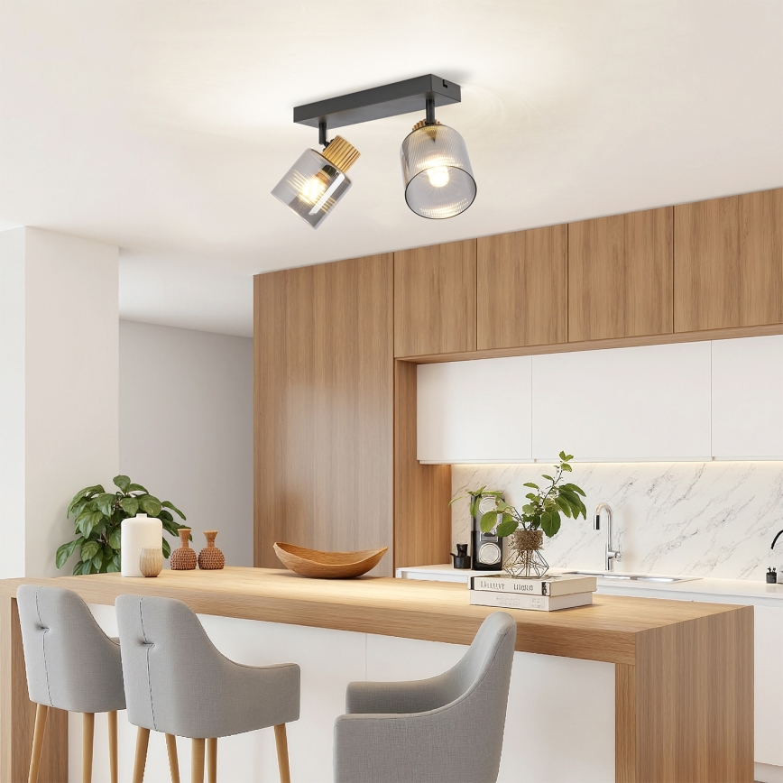 Brilagi - Virzāmais gaismeklis HYGGE 2xE14/15W/230V melns/dūmakains