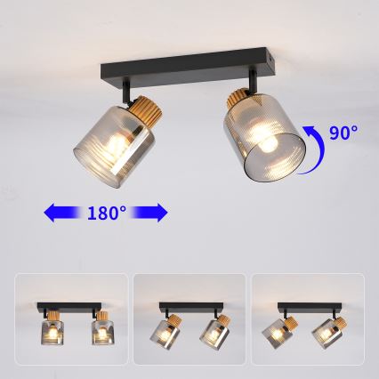 Brilagi - Virzāmais gaismeklis HYGGE 2xE14/15W/230V melns/dūmakains