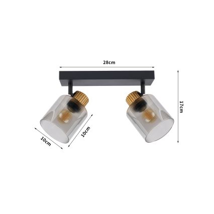 Brilagi - Virzāmais gaismeklis HYGGE 2xE14/15W/230V melns/dūmakains
